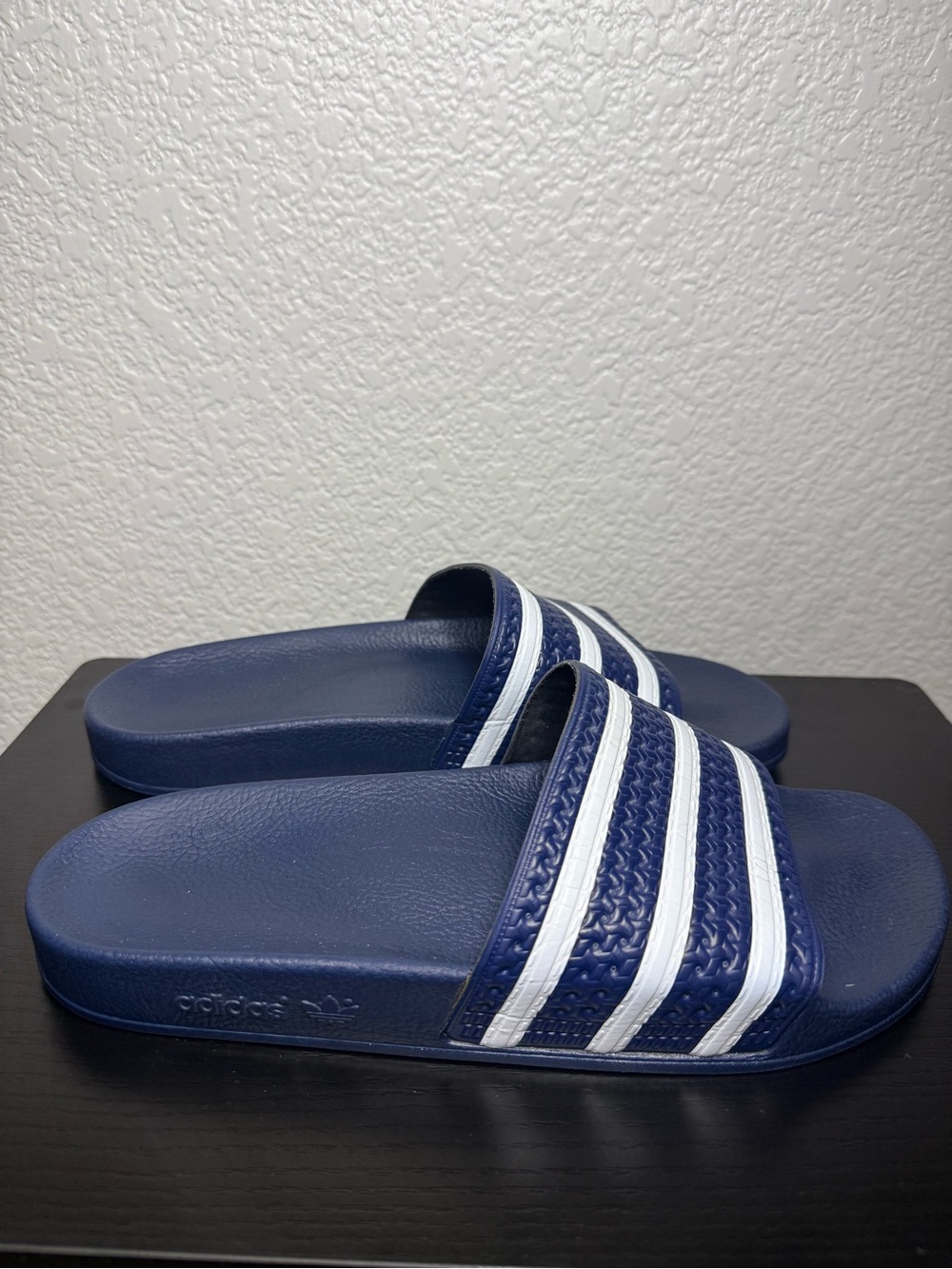 adidas Navy Blue and White Kids Slide Sandals